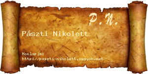 Pászti Nikolett névjegykártya
