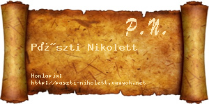 Pászti Nikolett névjegykártya